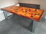 Unieke handgemaakte notenhouten eettafel met epoxy, Ophalen, Rechthoekig, 200 cm of meer
