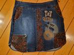 Desigual denim jeans korte rok tweed borduursel 40 a 42, Kleding | Dames, Rokken, Maat 38/40 (M), Blauw, Ophalen of Verzenden
