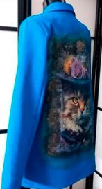 Blauwe gevoerde blazer/kolbert, een kunstwerk aan je lijf., Overige typen, Maat 42/44 (L), Nieuw, Arts_in_Denim