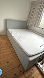 Boxspring 160x220, Ophalen, Gebruikt, Tweepersoons, Grijs