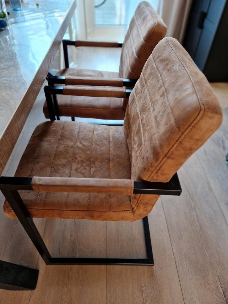 Eettafelstoelen / eetkamerstoelen lizzy leen bakker 3 stuks, Huis en Inrichting, Stoelen, Gebruikt, Bruin, Ophalen