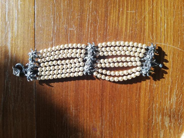 Mooie Otazu zilveren bloemen- en parelarmband, Sieraden, Tassen en Uiterlijk, Armbanden, Zo goed als nieuw, Zilver, Zilver, Ophalen of Verzenden
