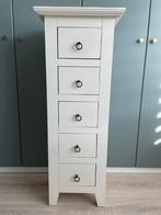 Smalle witte ladekast met 5 lades, Ophalen, Minder dan 50 cm, 5 laden of meer, 100 tot 150 cm