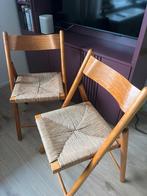 Vintage klapstoel met riet (2 stuks)., Huis en Inrichting, Stoelen, Ophalen, Twee, Bruin, Vintage