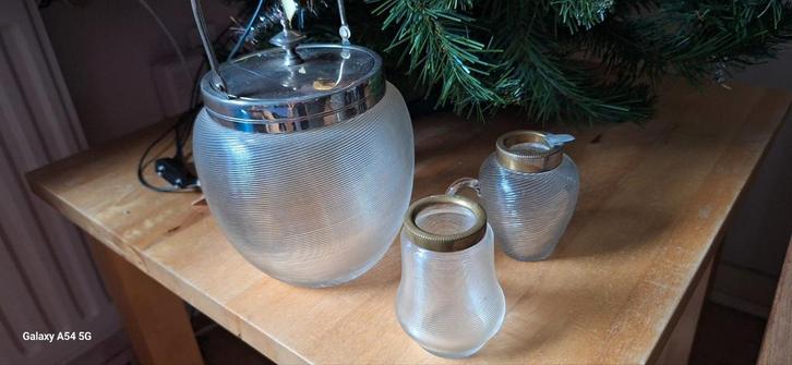 Fries  Draadglas Koekjespot, Lepelvaasje & Melkkannetje, Antiek en Kunst, Antiek | Glas en Kristal, Ophalen of Verzenden