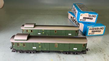 Marklin ho 4137 Bagagewagen in doos , 2 stuks beschikbaar. beschikbaar voor biedingen