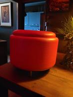 Vintage rode/oranje poef, jaren 70 stijl, Gebruikt, Rond, Minder dan 50 cm, Ophalen of Verzenden