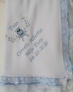 Geboorte deken met naam doopdeken christening Blanket  handg, Ophalen of Verzenden, Nieuw, Kraamcadeau