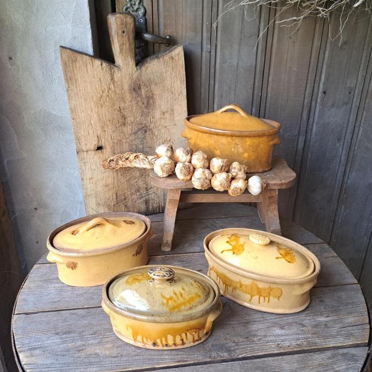 Oude brocante Franse pateterrine patevorm met deksel *Etage3, Huis en Inrichting, Woonaccessoires | Overige, Gebruikt, Ophalen of Verzenden