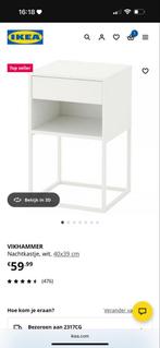 2 VIKHAMMER Nachtkastjes- Wit, Ophalen, Minder dan 45 cm, 55 tot 70 cm, Zo goed als nieuw