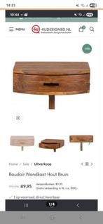 Houten Wandkastje met Lade - Acaciahout Bepurehome, Teakhout, Gebruikt, Ophalen of Verzenden, Minder dan 150 cm