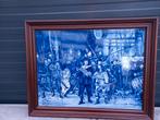 NACHTWACHT REMBRANDT-DELFTS BLAUW TEGELTABLEAU-SET VAN 16 TE, Antiek en Kunst, Ophalen