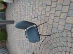 4 stalen stoelen met stoffen bekleding., Huis en Inrichting, Stoelen, Verzenden, Gebruikt, Zwart, Twee