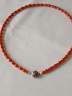 Snoer bloedkoralen + zilv. slot, 48 cm, Sieraden, Tassen en Uiterlijk, Kettingen, Verzenden, Gebruikt, Oranje, Steen of Mineraal