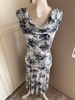 Blauw met witte jurk met print van Saopaulo. Maat 40., Maat 38/40 (M), Saopaulo, Zo goed als nieuw, Knielengte
