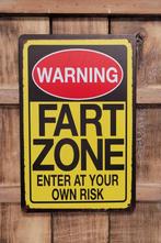Warning fart zone reclamebord van metaal wandbord deco, Info@deconoord.nl, Deco Noord, Nieuw, Ophalen of Verzenden