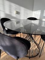 Ronde eettafel met 4 stoelen, Huis en Inrichting, Ophalen, Vier personen, Rond, 100 tot 150 cm