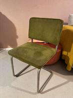 Groene ribstof stoel met kleine vlekjes, Huis en Inrichting, Stoelen, Ophalen, Gebruikt, Overige kleuren, Eén