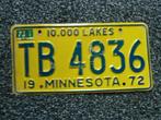 Kentekenplaat Licenseplate Minnesota 1972 USA, Ophalen of Verzenden, Gebruikt, Auto's