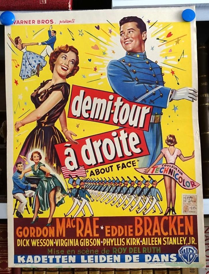 Filmposter Demi-tour à droite / Kadetten leiden de dans, Verzamelen, Posters, Gebruikt, Film en Tv, A1 t/m A3, Ophalen of Verzenden