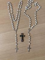 2 Rozenkransen en 1 Houten Kruis met Paarlemour, Ophalen of Verzenden, Zo goed als nieuw