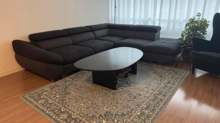 Zwarte hoek/slaapbank goede conditie slaap/opbergfunctie, Huis en Inrichting, Banken | Complete zithoeken, Zo goed als nieuw, Ophalen