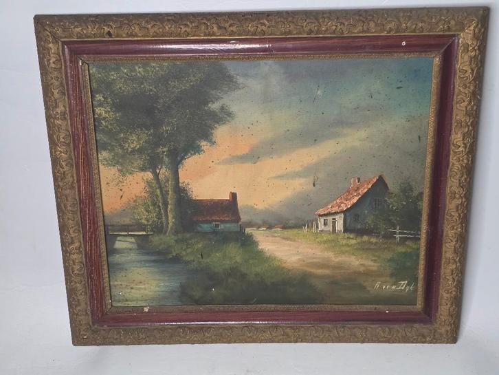 A. Van Dijk- Landschap, Antiek en Kunst, Kunst | Schilderijen | Klassiek, Ophalen of Verzenden