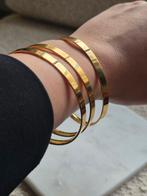 Gouden armbanden set, stainless steel. 3 stuks, Ophalen of Verzenden, Nieuw, Goud, Staal