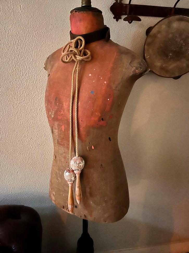 Vintage Speelgoed Touw met Houten Ballen, Antiek en Kunst, Antiek | Overige Antiek, Ophalen of Verzenden