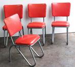 Vintage Amerikaanse diningstoelen. Set/4 stoelen., Huis en Inrichting, Gebruikt, Vier, Metaal, Rood