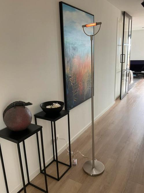 RVS vloerlamp/uplighter halogeen dimbaar, Huis en Inrichting, Lampen | Vloerlampen, Zo goed als nieuw, 150 tot 200 cm, Ophalen