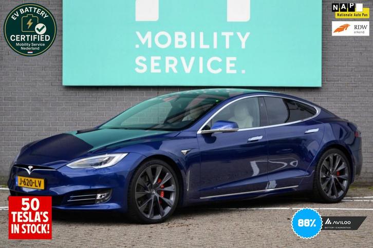 Tesla Model S Performance Ludicrous SOH88% Pano Cam Leder, Auto's, Tesla, Bedrijf, Te koop, Model S, 4x4, ABS, Achteruitrijcamera