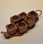 Set Vintage Eierdoppen Olijfbomenhout, Huis en Inrichting, Keuken | Servies, Ophalen of Verzenden, Zo goed als nieuw, Overige stijlen