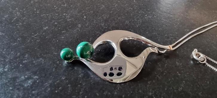 Zilveren vintage modernist ketting unidor, Sieraden, Tassen en Uiterlijk, Kettingen, Zo goed als nieuw, Zilver, Zilver, Verzenden