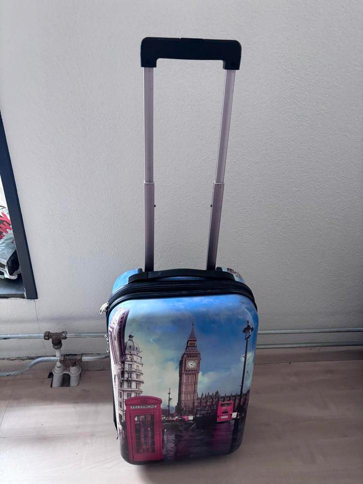 Handbagagekoffer met London Opdruk, Sieraden, Tassen en Uiterlijk, Koffers, Gebruikt, Hard kunststof, 50 tot 60 cm, 35 tot 45 cm