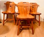 Set van 4 Grenenhouten boerenstoelen , jaren ’70, Huis en Inrichting, Ophalen of Verzenden, Zo goed als nieuw, Bruin, Vijf, Zes of meer stoelen