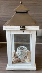 Witte houten lantaarn met RM accessoires, Huis en Inrichting, Woonaccessoires | Kandelaars en Kaarsen, Ophalen, Zo goed als nieuw