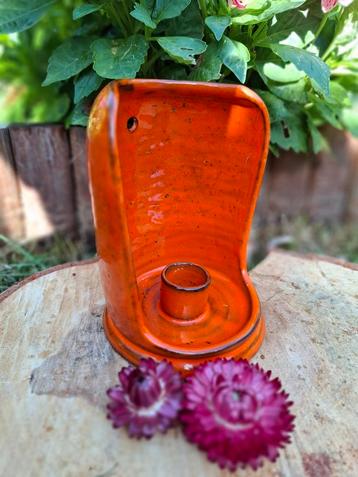 Vintage keramieken wandkandelaar, oranje beschikbaar voor biedingen