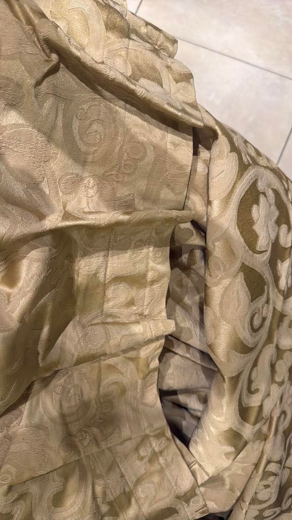 Gordijn - Beige met patroon, Gebruikt, 100 tot 150 cm, Beige, Ophalen of Verzenden