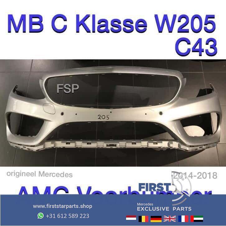 W205 C43 AMG Voorbumper Mercedes C Klasse 2014-2018 z. grijs, Auto-onderdelen, Carrosserie en Plaatwerk, Bumper, Mercedes-Benz