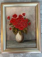 Olieverf Stilleven: Vaas met Rozen G. v. d. Hurk, Antiek en Kunst, Kunst | Schilderijen | Klassiek, Ophalen of Verzenden