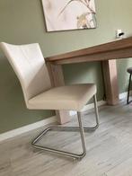 Crème witte leren eetkamerstoel, Huis en Inrichting, Stoelen, Ophalen, Wit, Leer, Zo goed als nieuw