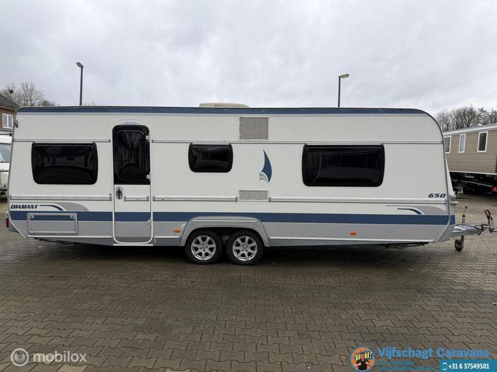 Fendt Diamant 650 incl airco, Caravans en Kamperen, Caravans, Bedrijf, tot en met 4, 1500 - 2000 kg, Fendt, 8 meter en meer, Gascomfoor