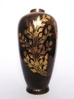 Grote vintage 70s messing vaas bloemen vlinder goud koper, Ophalen, Overige kleuren, Overige materialen, Minder dan 50 cm