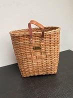 Rotan Mandje met leren handvat, Mand, Ophalen of Verzenden, Zo goed als nieuw, Riet