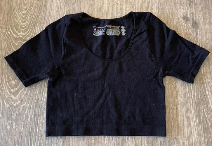 Zwart kort topje met korte mouw, maat M, Kleding | Dames, Tops, Zo goed als nieuw, Maat 38/40 (M), Zwart, Korte mouw, Ophalen of Verzenden