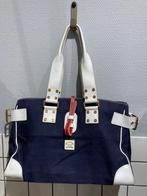 PAUL&SHARK marine/wit canvas/leren designer tote bag, Ophalen of Verzenden, Zo goed als nieuw, Blauw, Overige typen