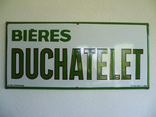 EMAILLE RECLAMEBORD"BIERES DUCHATELET"UIT 1946, Verzamelen, Merken en Reclamevoorwerpen, Zo goed als nieuw, Reclamebord, Ophalen of Verzenden