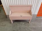 Vintage roze houten bankje, Gebruikt, Hout, Ophalen