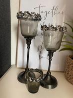 Kandelaar set zwart met bling bling, Ophalen, Gebruikt, Zwart, Metaal